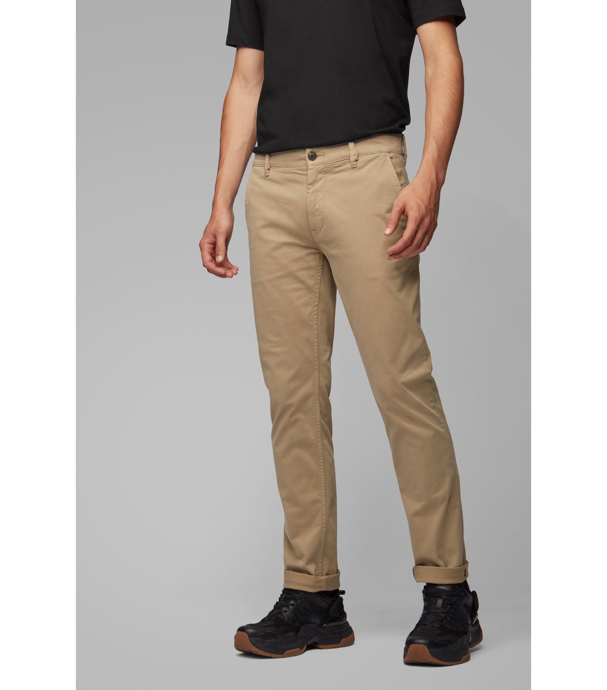 Hugo Boss Slim-fit casual chinos in brushed stretch cotton  Beige  RRP £89